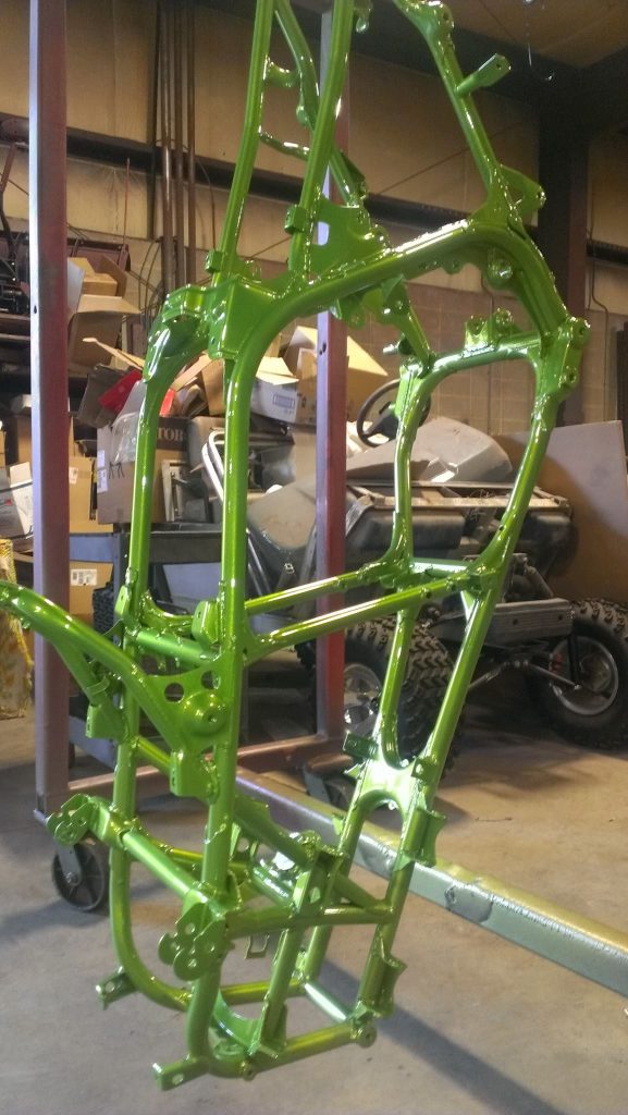 powder coated green metal frame